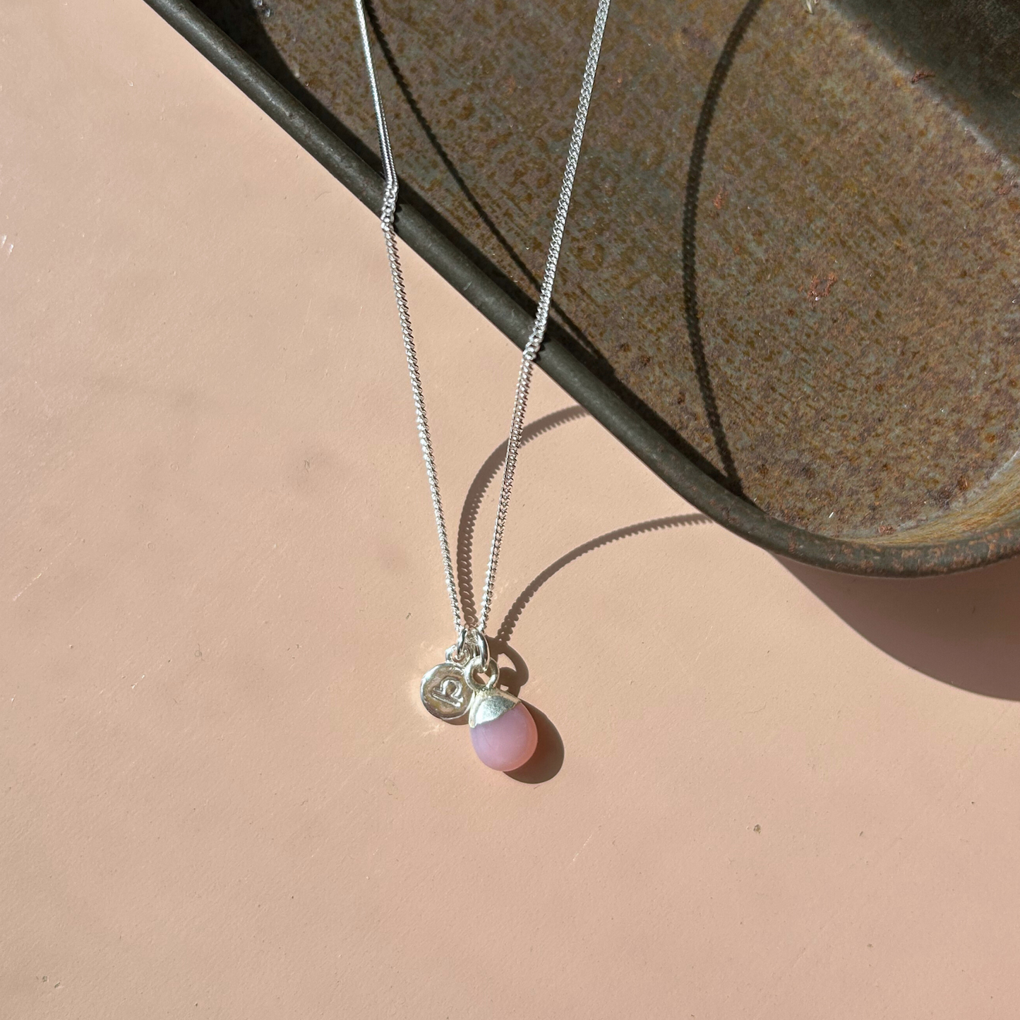 Pink Opal Tiny Tumbled Necklace | Love & Hope (Silver)