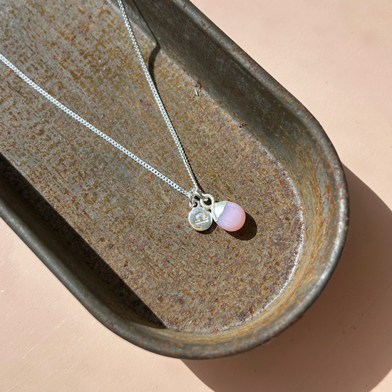 Pink Opal Tiny Tumbled Necklace | Love & Hope (Silver)