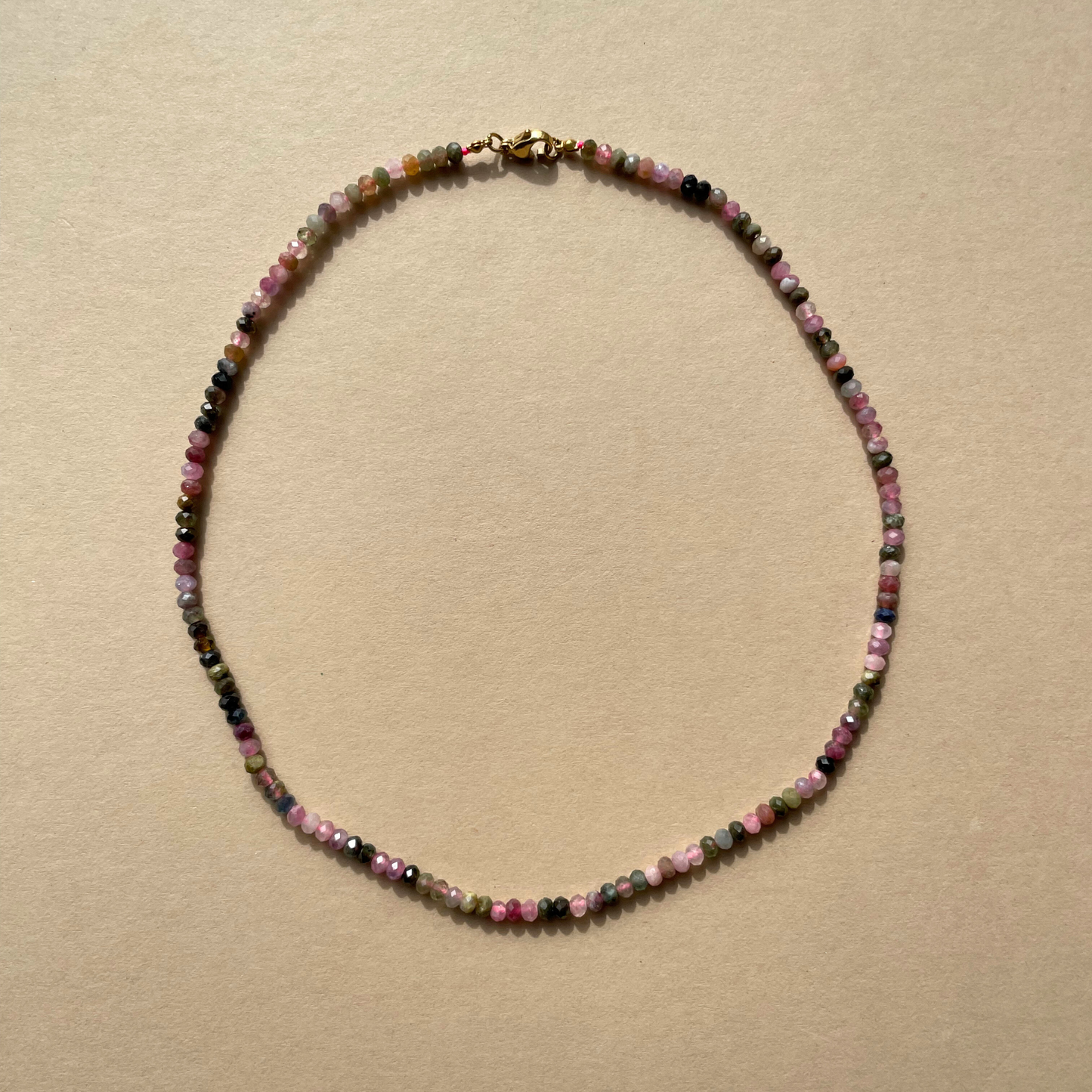 Dark Pink Tourmaline Strand Necklace | Love & Calm (Gold)