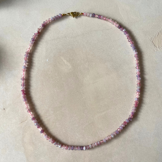 Light Pink Tourmaline Strand Necklace | Love & Calm (Gold)