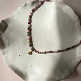 Dark Pink Tourmaline Strand Necklace | Love & Calm (Gold)