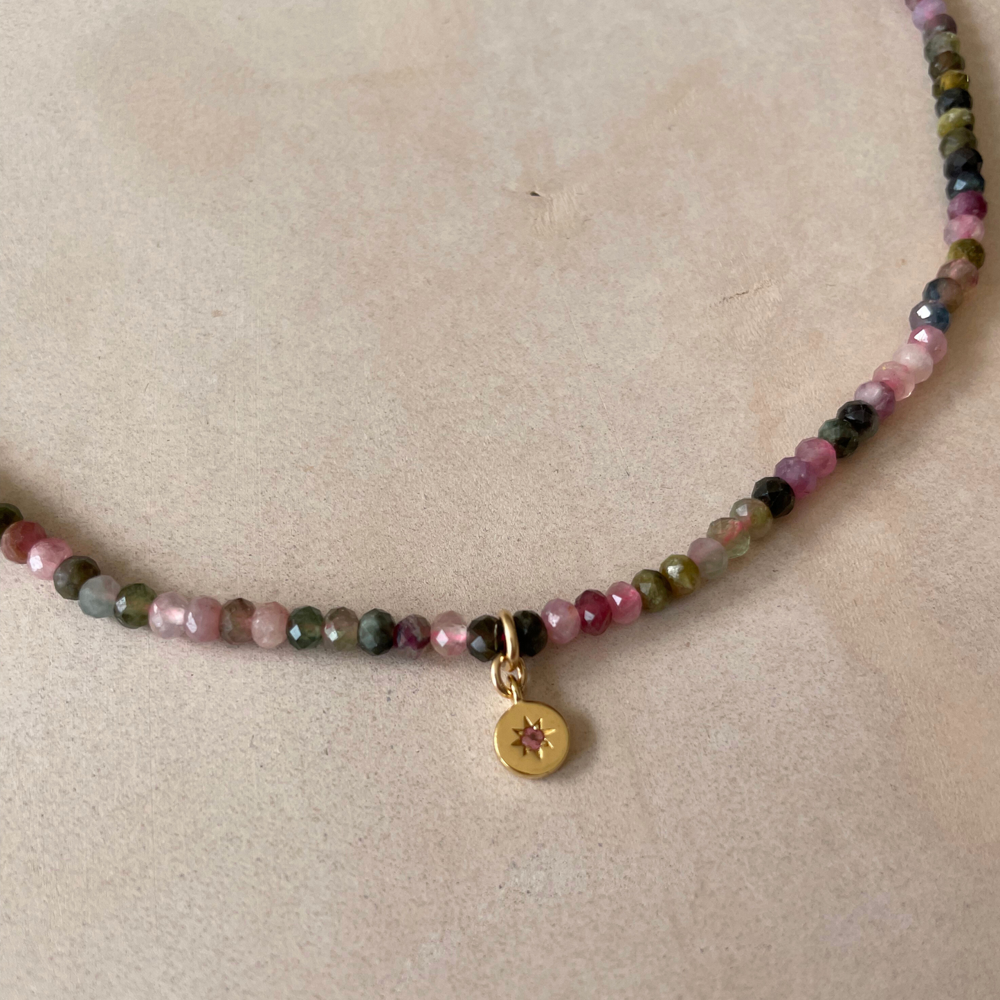 Dark Pink Tourmaline Strand Necklace | Love & Calm (Gold)
