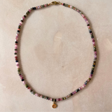 Dark Pink Tourmaline Strand Necklace | Love & Calm (Gold)