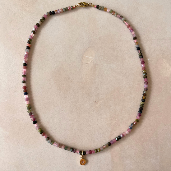 Dark Pink Tourmaline Strand Necklace | Love & Calm (Gold)