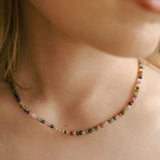Pink Tourmaline Faceted Beaded Strand Necklace | Calming