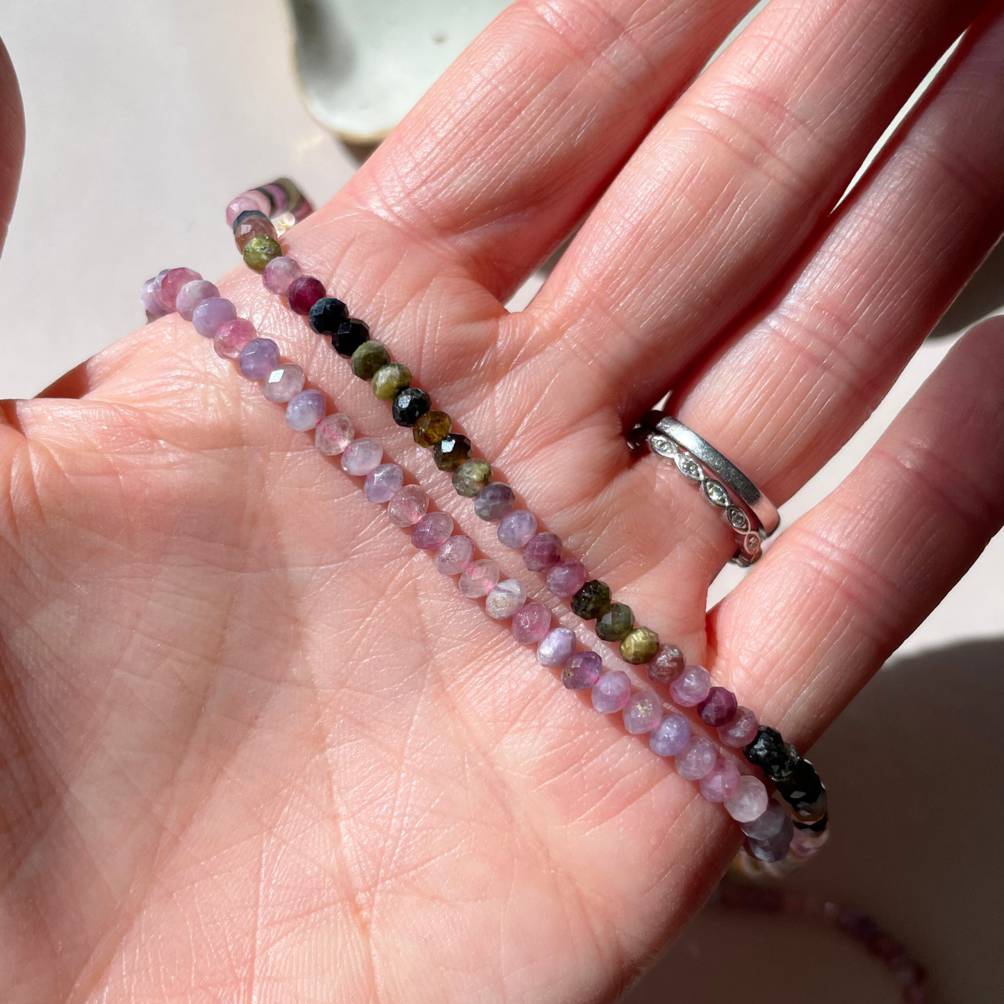 Dark Pink Tourmaline Strand Necklace | Love & Calm (Gold)