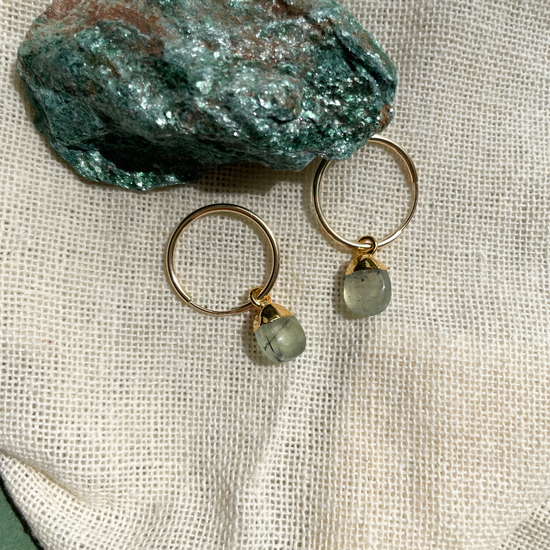 Prehnite Tiny Tumbled Hoop Earrings | Clarity (Gold Plated)