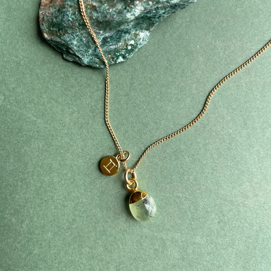 Prehnite Tiny Tumbled Necklace | Clarity (Gold Plated)