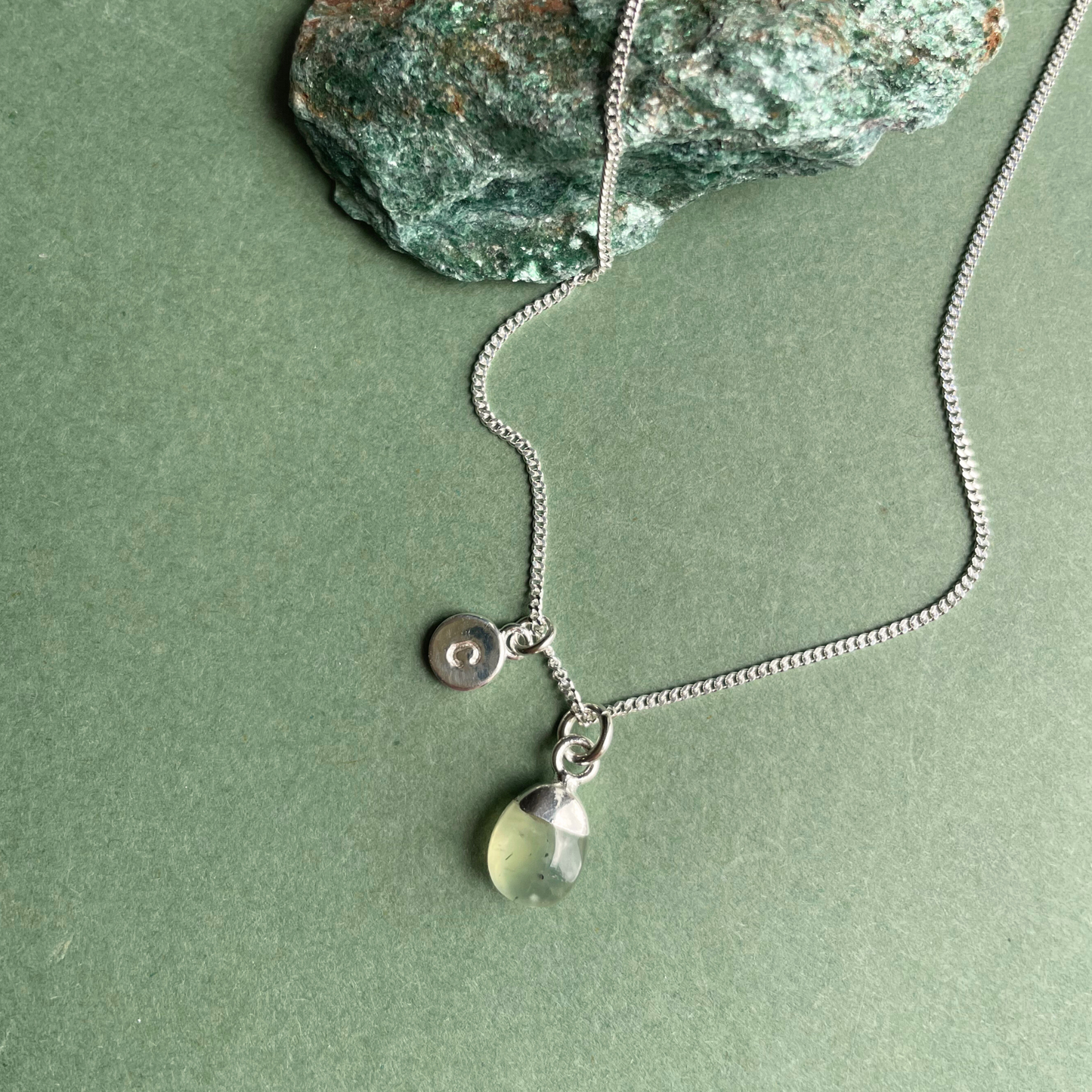 Prehnite Tiny Tumbled Necklace | Clarity (Silver)