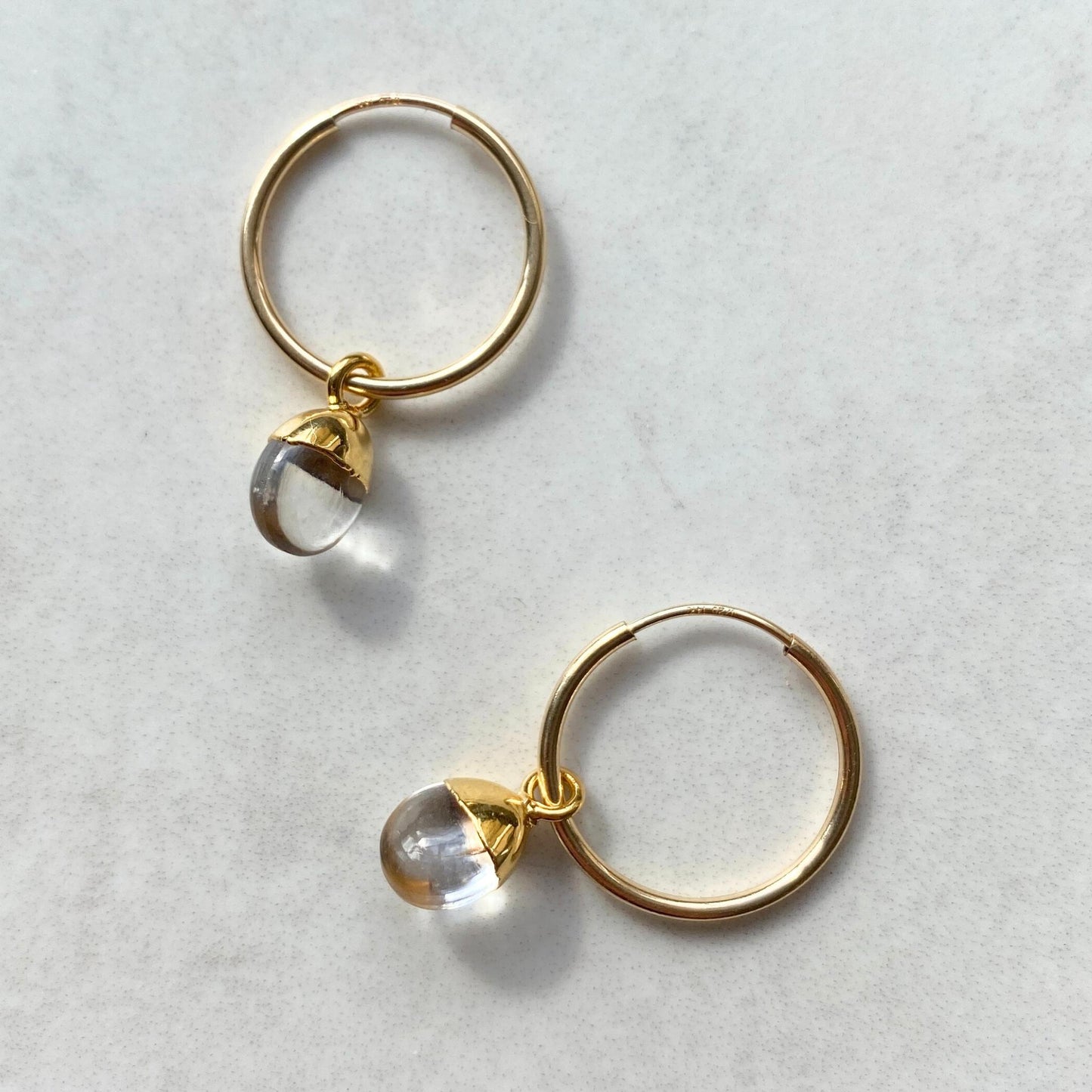 Quartz Tiny Tumbled Hoop Earrings | Healing (Gold Plated)