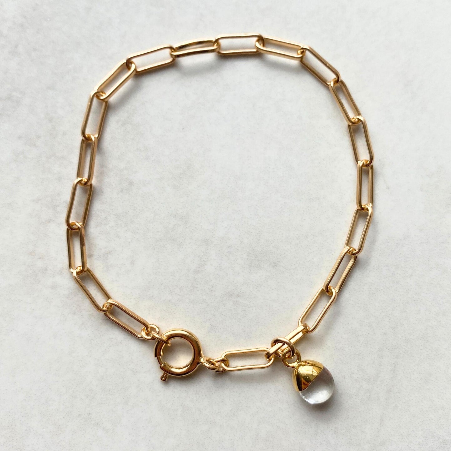 Quartz Tiny Tumbled Chunky Chain Bracelet | Calming (Gold Plated)