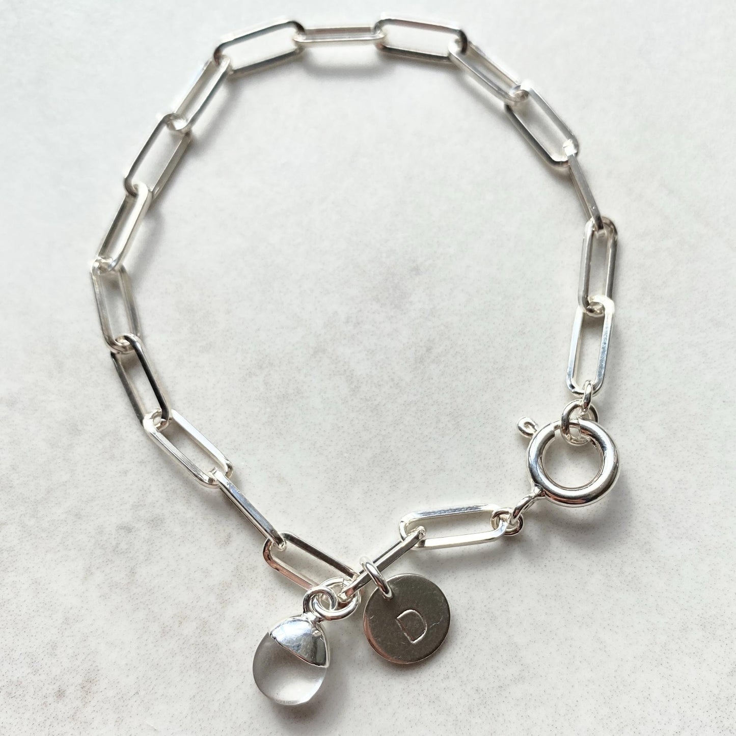 Quartz Tiny Tumbled Chunky Chain Bracelet | Calming (Sterling Silver)