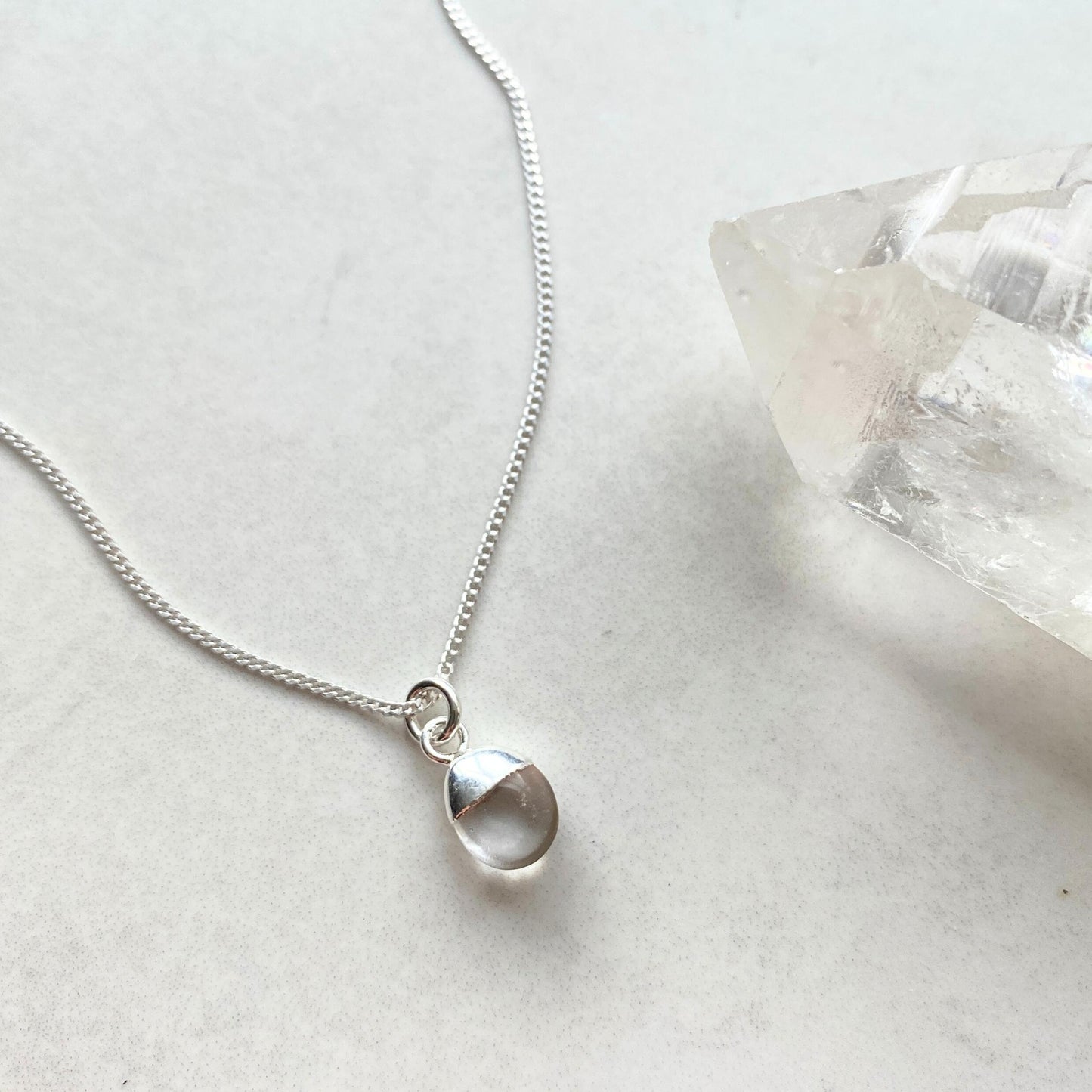 Quartz Tiny Tumbled Necklace | Healing (Silver)