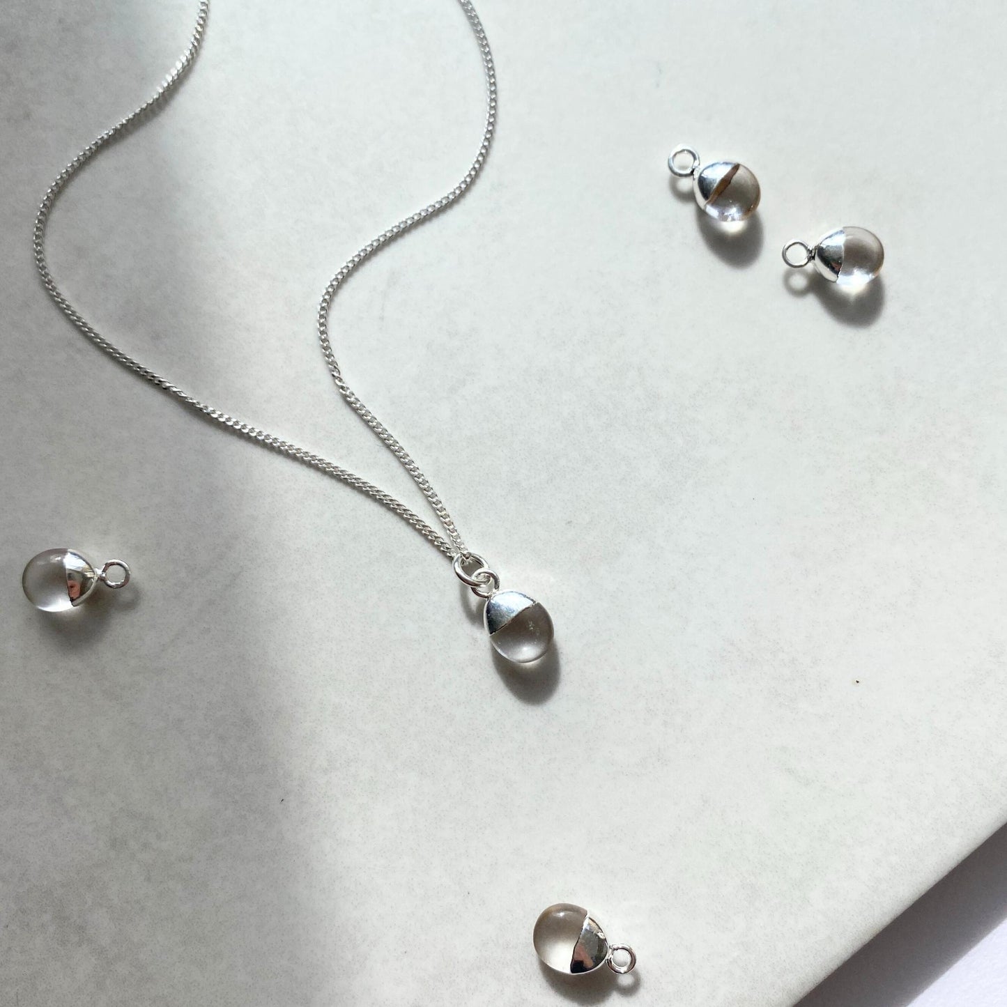 Quartz Tiny Tumbled Necklace | Healing (Silver)