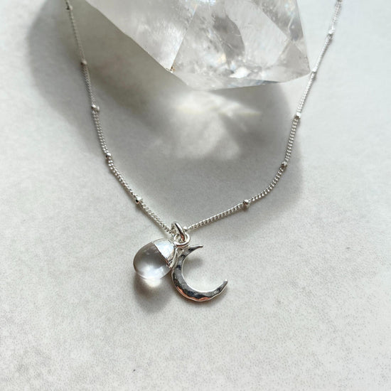 Quartz & Moon Necklace | Healing (Sterling Silver)