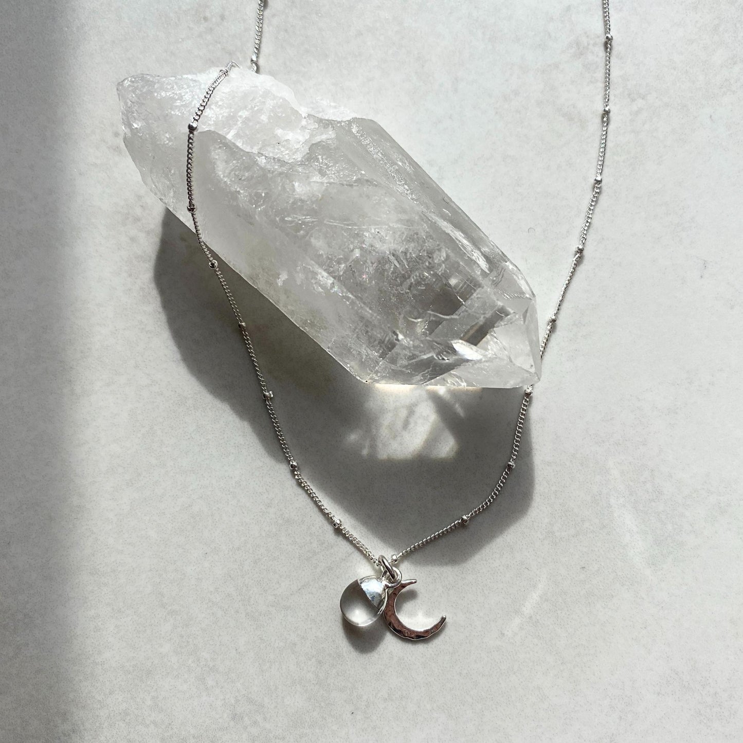 Quartz & Moon Necklace | Healing (Silver)