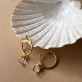 Quartz Tiny Tumbled Hoop Earrings | Healing (Gold Plated)