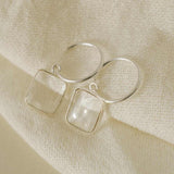 Quartz Gem Slice Hoop Earrings | Healing & Clarity (Silver)