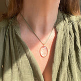 Quartz Dome Pendant Cord Necklace (Gold)
