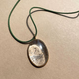 Quartz Dome Pendant Cord Necklace (Gold)