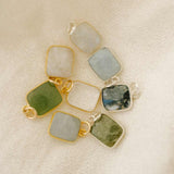 Moonstone Gem Slice Hoop Earrings | Intuition (Gold Fill)