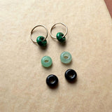 Rondelle Gem Stone Hoop Earrings | Set of 3