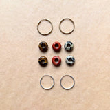 Rondelle Gem Stone Hoop Earrings | Set of 3