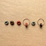 Rondelle Gem Stone Hoop Earrings | Set of 3
