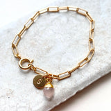 Rose Quartz Tiny Tumbled Chunky Chain Bracelet | Love (Gold Plated)