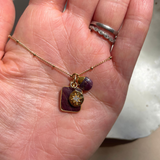 Ruby Gem Slice Triple Necklace | Energy (Gold Plated)