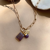 Ruby Gem Slice Triple Chunky Chain Necklace | Energy (Gold Plated)