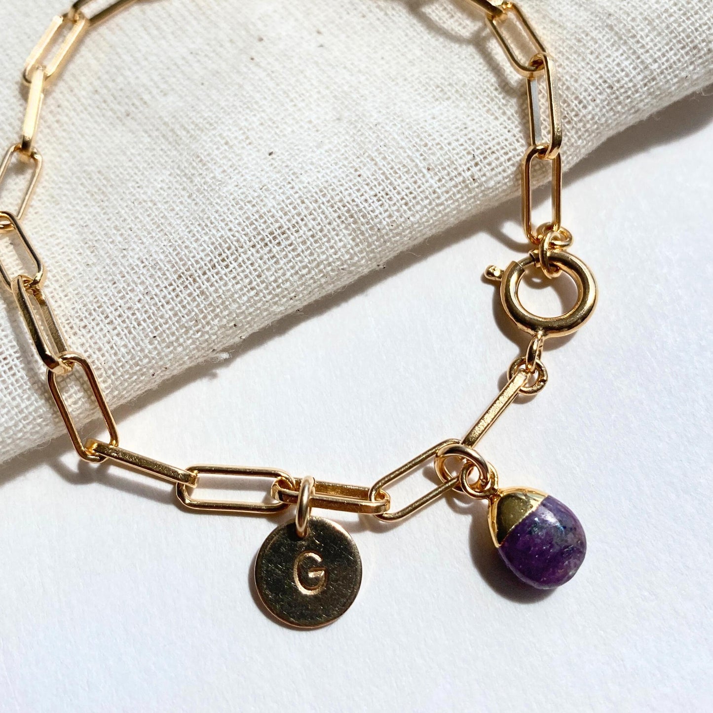 Ruby Tiny Tumbled Chunky Chain Bracelet | Energy (Gold Plated)