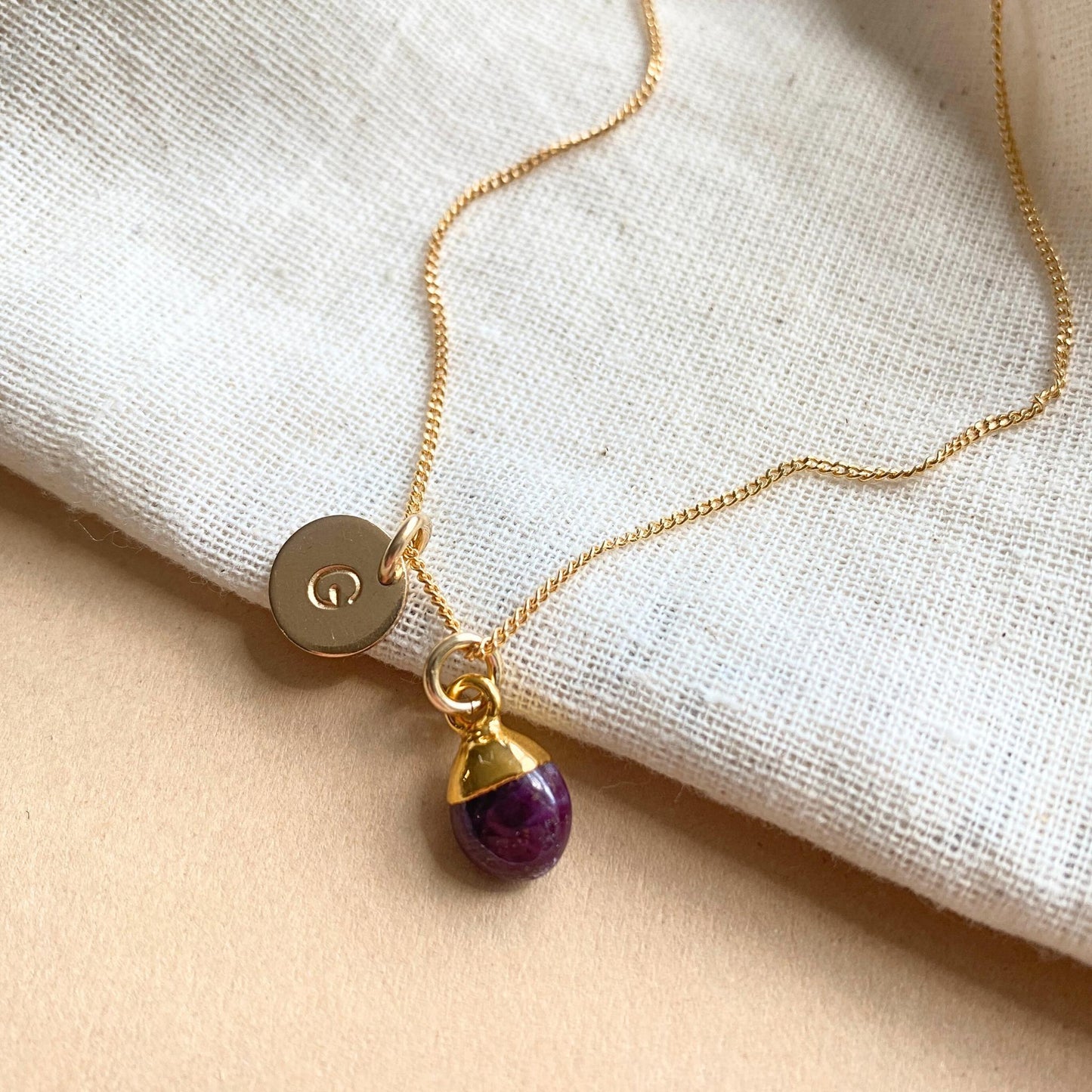 Ruby Tiny Tumbled Necklace | Energy (Gold Plated)
