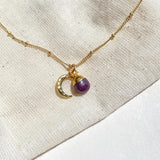 Choose Your Own | Tumbled Gemstone & Moon Necklace (Gold Plated)