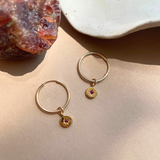 Ruby Guiding Star Birthstone Hoop Earrings | Vitality (Gold Fill)