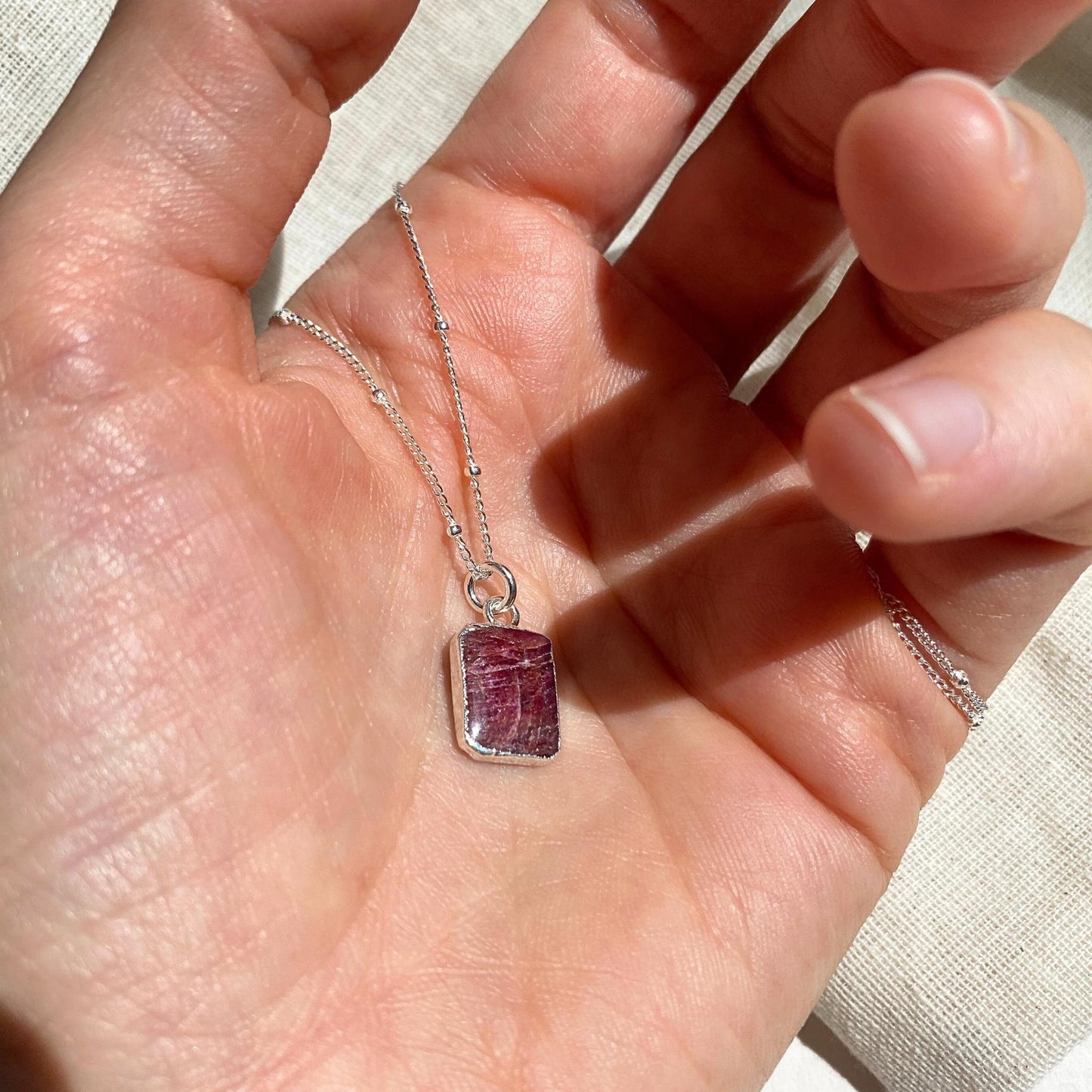 Ruby Gem Slice Necklace | Energy (Silver)