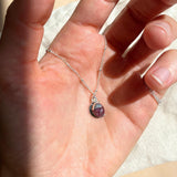 Ruby Tumbled & Moon Necklace | Energy & Passion (Silver)