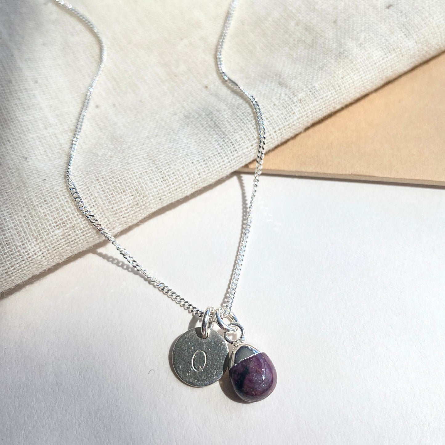 Bridesmaid | Tumbled Gemstone Necklace (Silver)