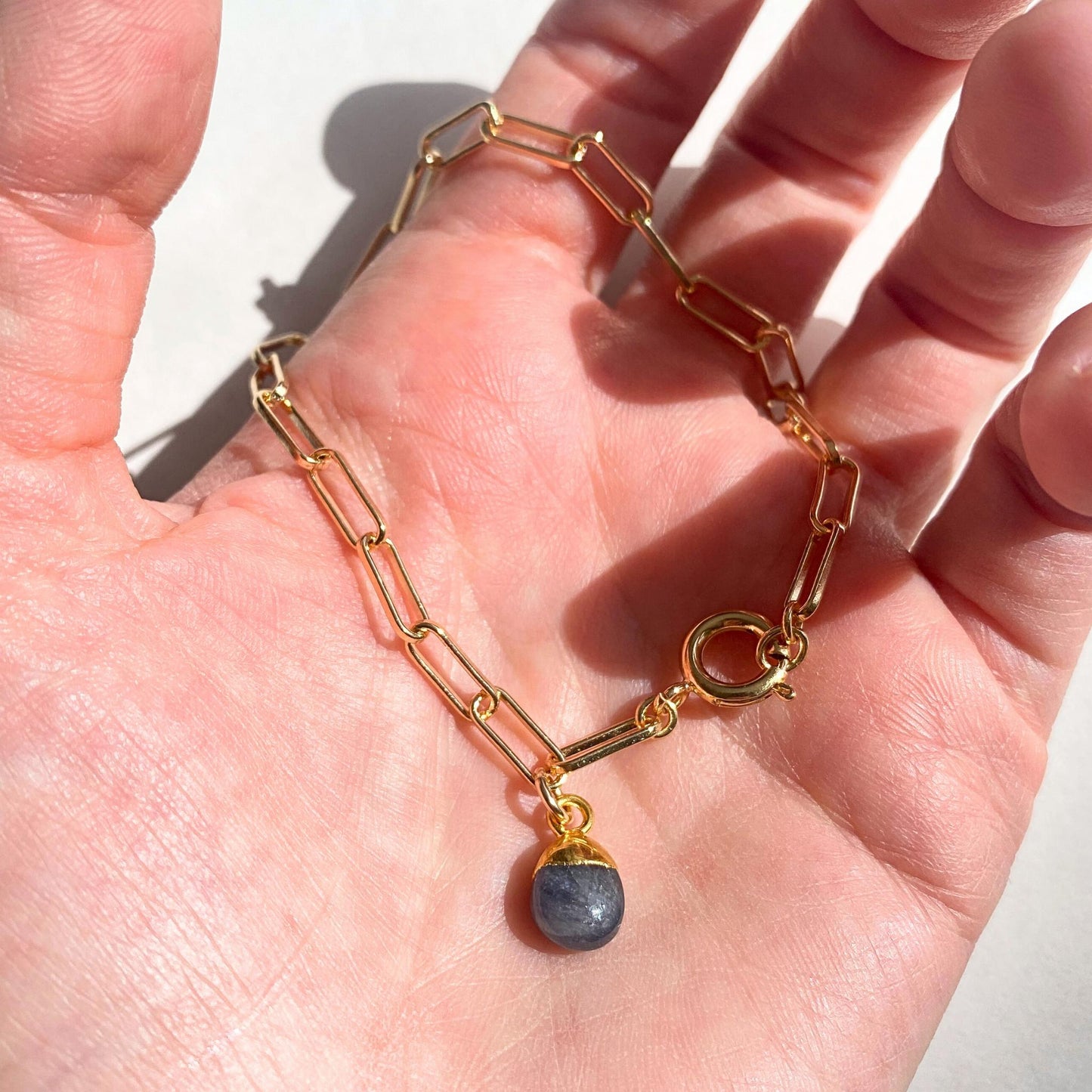 Sapphire Tiny Tumbled Chunky Chain Bracelet | Optimism (Gold Plated)