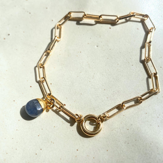 Sapphire Tiny Tumbled Chunky Chain Bracelet | Optimism (Gold Plated)