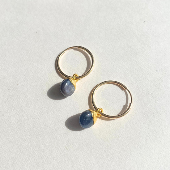 Sapphire Tiny Tumbled Hoop Earrings | Optimism (Gold Fill)