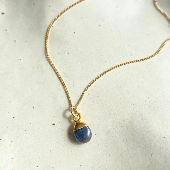 Sapphire Tiny Tumbled Necklace| Optimism (Gold Plated)