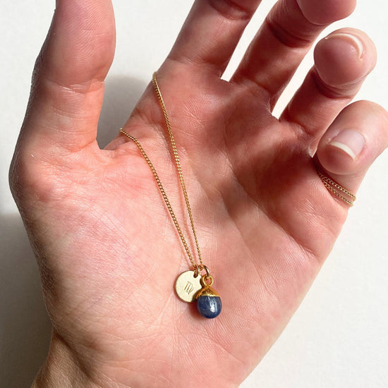 Sapphire Tiny Tumbled Necklace| Optimism (Gold Plated)