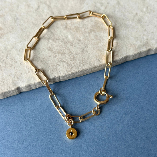 Sapphire Guiding Star Chunky Chain Bracelet | Optimism (Gold Plated)