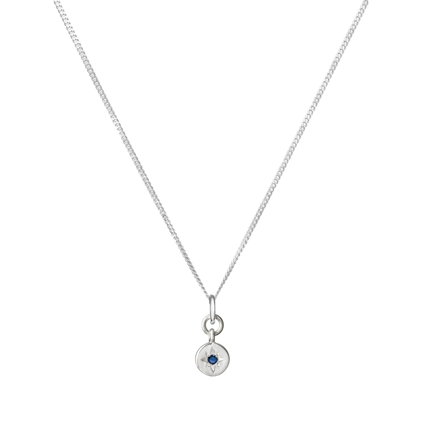 Sapphire Guiding Star Birthstone Necklace | September (Sterling Silver)