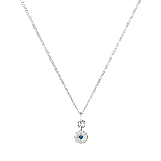 Sapphire Guiding Star Birthstone Necklace | September (Sterling Silver)