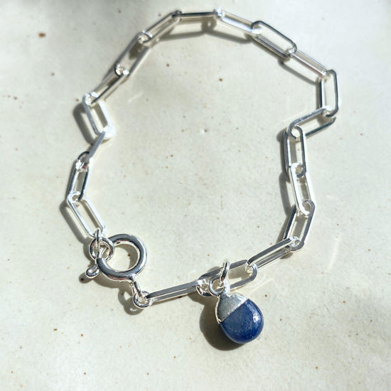 Sapphire Tiny Tumbled Chunky Chain Bracelet | Optimism (Silver)