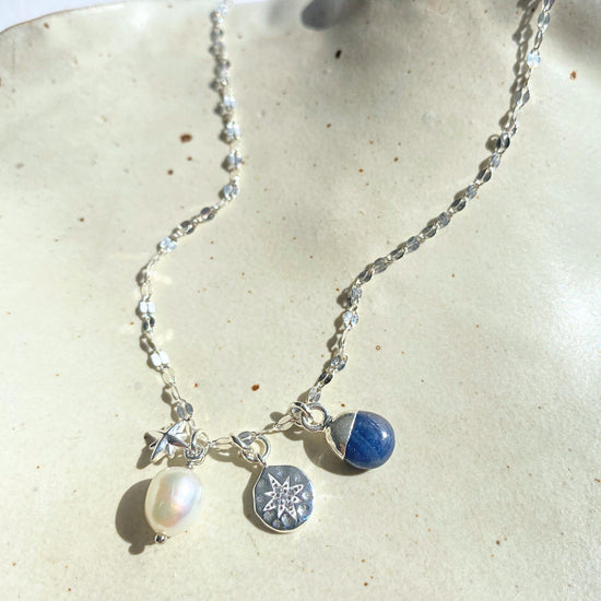 Sapphire Charm Necklace | Optimism (Silver)