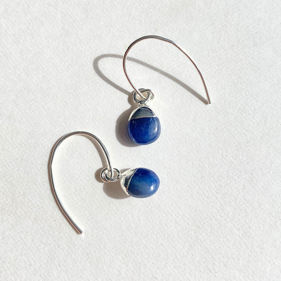 Sapphire Tiny Tumbled Ear Wire Earrings | Optimism (Silver)