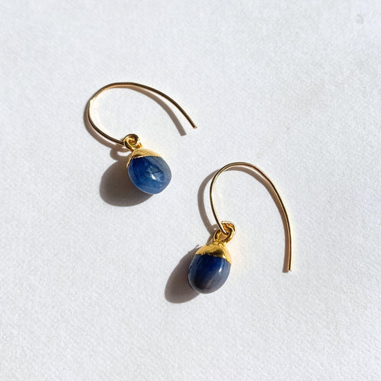 Sapphire Tiny Tumbled Ear Wire Earrings | Optimism (Gold Fill)